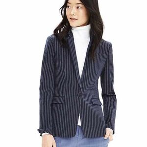 Banana Republic Pinstriped Blazer Blue Petite 4